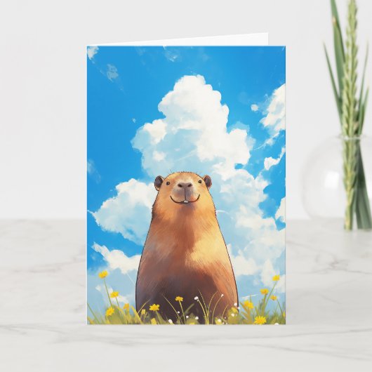 Dolle Capybara Glimlach Kaart (Voorkant)