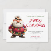 Dolle, chagrijnige Kerstman digitale kerstkaart (Voorkant)