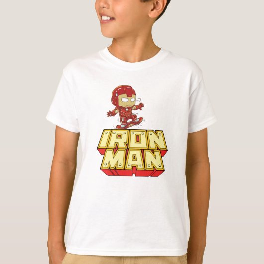 Dolle Chibi Iron Man Skateboarden T-shirt (Voorkant)