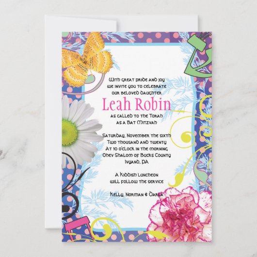 DOLLE COLLAGE Bat Mitzvah Feestkaart Kaart (Voorkant)