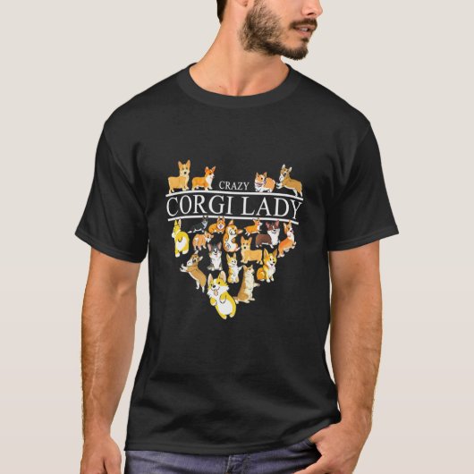 Dolle Corgi Dame Hondenliefde T-shirt (Voorkant)