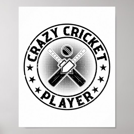 Dolle Cricketspeler - Cricketende Cricketspeler 1 Poster (Voorkant)
