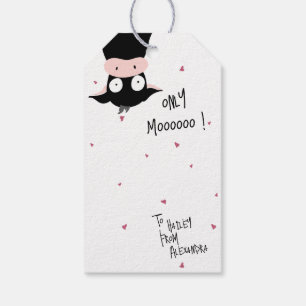 Dolle Cute “Alleen maar boe!” Koe Punt Cadeaulabel