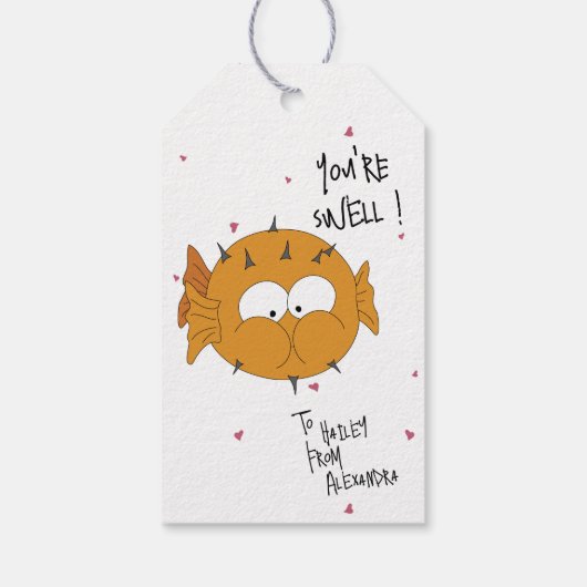 Dolle Cute “Je bent geweldig” Kogelvis Pun Cadeaulabel (Achterkant)