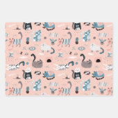 Dolle Cute Katten Inpakpapier Set van 3 Vel (Voorkant)