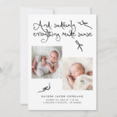 Dolle Cute Strikjes Witte Foto Geboorte Aankondiging (Voorkant)