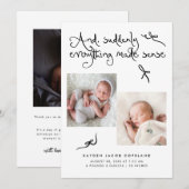 Dolle Cute Strikjes Witte Foto Geboorte Aankondiging (Voorkant / Achterkant)