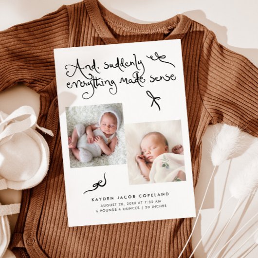 Dolle Cute Strikjes Witte Foto Geboorte Aankondiging