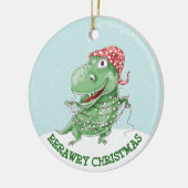 Dolle Dinosaur Persoonlijke Kerstmis Keramisch Ornament (Links)