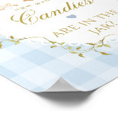 Dolle Dossie Hoeveel snoepjes Blauwe Gingham Poster (Hoek)