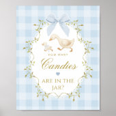 Dolle Dossie Hoeveel snoepjes Blauwe Gingham Poster (Voorkant)