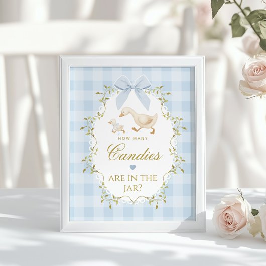 Dolle Dossie Hoeveel snoepjes Blauwe Gingham Poster
