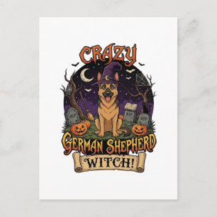 Dolle Duitse Herdersheks Halloween Hond Pompoenen Briefkaart