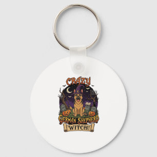 Dolle Duitse Herdersheks Halloween Hond Pompoenen Sleutelhanger