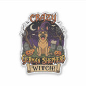 Dolle Duitse Herdersheks Halloween Hond Pompoenen Sticker (Voorkant)