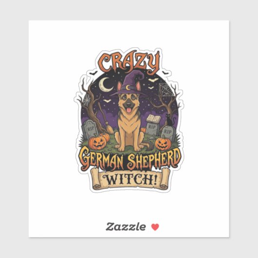 Dolle Duitse Herdersheks Halloween Hond Pompoenen Sticker (Vel)