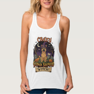 Dolle Duitse Herdersheks Halloween Hond Pompoenen Tanktop
