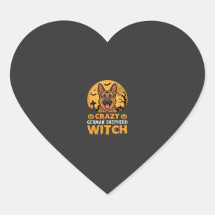 Dolle Duitse Herdersheksontwerp voor Halloween Hart Sticker