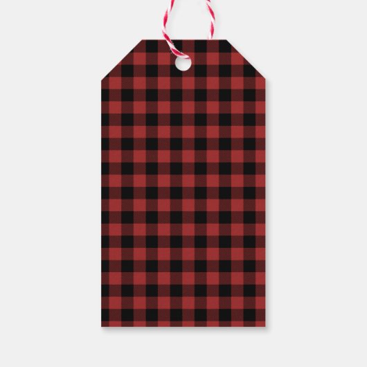 Dolle Eén Zwarte Beer Buffalo Plaid Bedankt Cadeaulabel (Achterkant)
