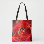 DOLLE FOTON  EDELSTEEN MONOGRAM Rode Oranje Fracta Tote Bag (Voorkant)
