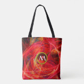 DOLLE FOTON  EDELSTEEN MONOGRAM Rode Oranje Fracta Tote Bag (Achterkant)