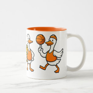 Dolle Gans Basketbal Grappige Gans Hoops Vintage Tweekleurige Koffiemok