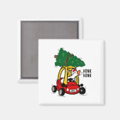 Dolle Gans Bestuurt Speerauto Met Kerstboom Fu Magneet (Voorkant / Achterkant)