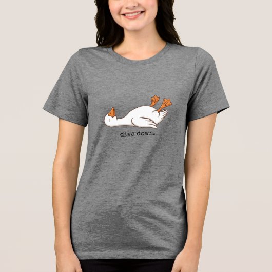 Dolle Gans Diva Down Grappige Gans Tri-Blend Shirt (Voorkant)