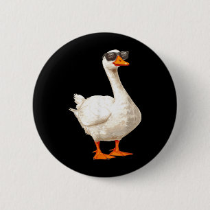 Dolle Gans Eend met Zonnebril Grappige Grafische Ronde Button 5,7 Cm