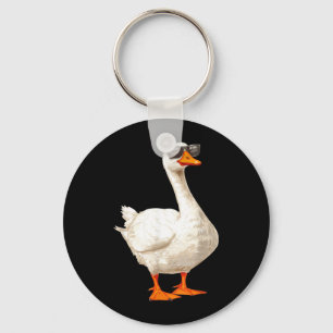 Dolle Gans Eend met Zonnebril Grappige Grafische Sleutelhanger