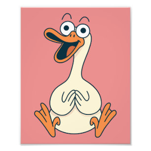 Dolle Gans, Eigenzinnige, Grappige Cartoon Gans Foto Afdruk