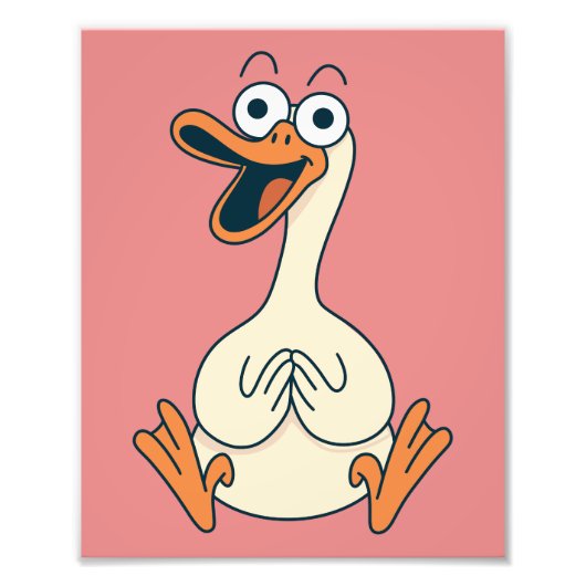 Dolle Gans, Eigenzinnige, Grappige Cartoon Gans Foto Afdruk (Voorkant)
