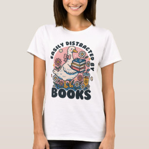 Dolle Gans Gemakkelijk Afgeleid door Boeken T-shirt