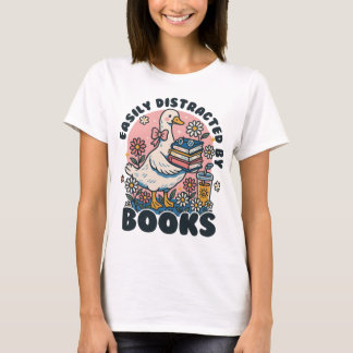 Dolle Gans Gemakkelijk Afgeleid door Boeken T-shirt