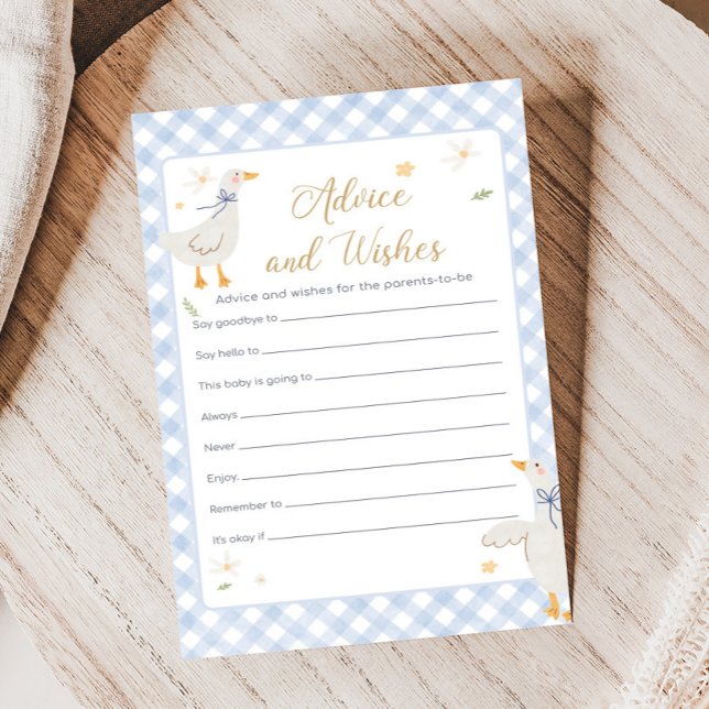 Dolle Gans Gingham Shower Advies en Wensen Spel (Silly Goose Baby Shower Game)