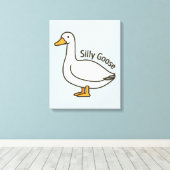Dolle Gans Grappige Tekenfilm Gans Canvas Afdruk (Insitu (Houten vloer))