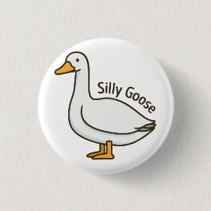 Dolle Gans Grappige Tekenfilm Gans Ronde Button 3,2 Cm