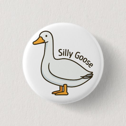 Dolle Gans Grappige Tekenfilm Gans Ronde Button 3,2 Cm (Voorkant)