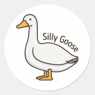 Dolle Gans Grappige Tekenfilm Gans Ronde Sticker