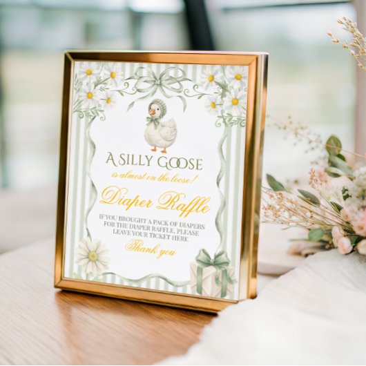 Dolle Gans Groene Neutrale Baby Shower Luier Poster