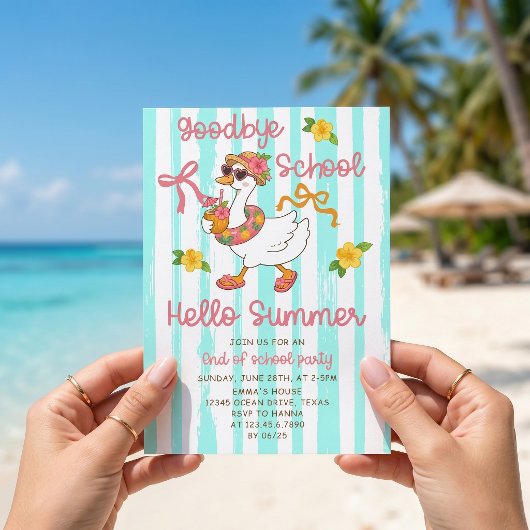 Dolle Gans Hallo Zomer Strepen Uitnodiging
