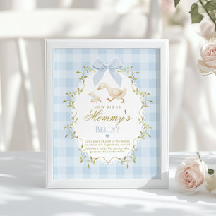 Dolle Gans Hoe groot is buik Blauwe Gingham Poster