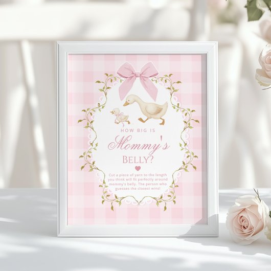 Dolle Gans Hoe groot is mammie's buik Roze Gingham Poster