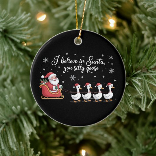 Dolle Gans Kerstmis Ik Geloof in Sinterklaas Grapp Keramisch Ornament (Boom)