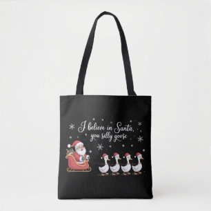 Dolle Gans Kerstmis Ik Geloof in Sinterklaas Grapp Tote Bag