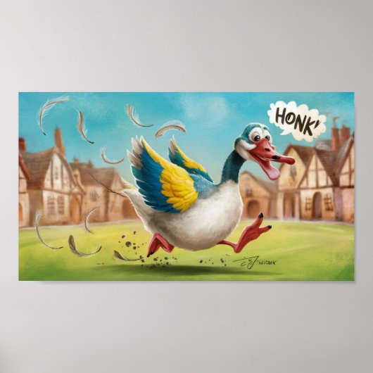 Dolle Gans Los Tekening, Grappige Gans Poster (Voorkant)