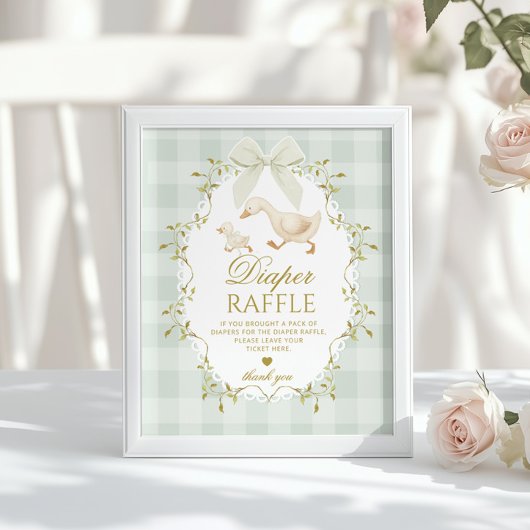 Dolle Gans Luier Raffle Sage Groen Whimsical Poster