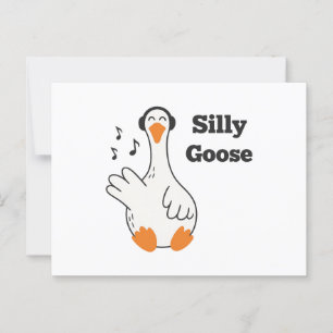 Dolle Gans met Hoofdtelefoon – Schattige Grappige Briefkaart