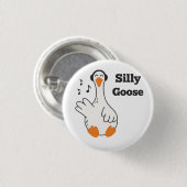 Dolle Gans met Koptelefoon – Schattige Grappige Ga Ronde Button 3,2 Cm (Voorkant /achterkant)