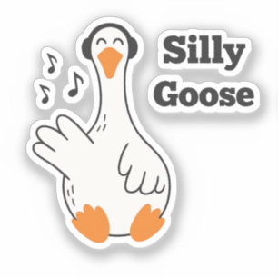 Dolle Gans met Koptelefoon – Schattige Grappige Ga Sticker
